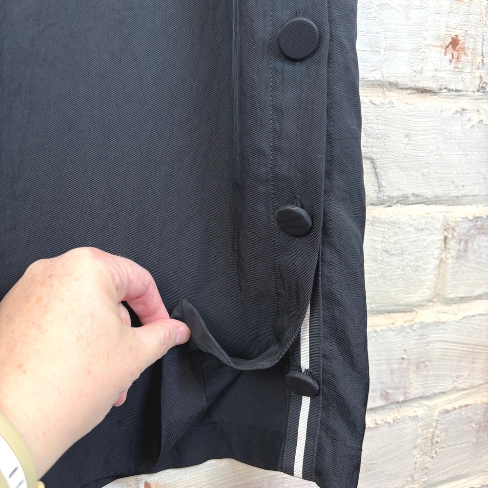 Rag & Bone Black Mock Neck Shift Dress S Covered Buttons Side Slits Quiet Luxury - Picture 4 of 11